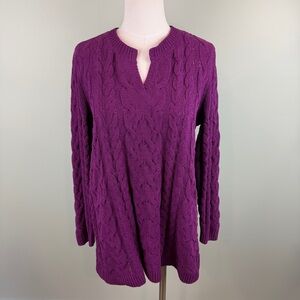 J. Jill purple Chenille cable knit sweater size Large